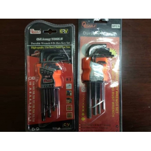 Durable wrench 9 pc hex key set